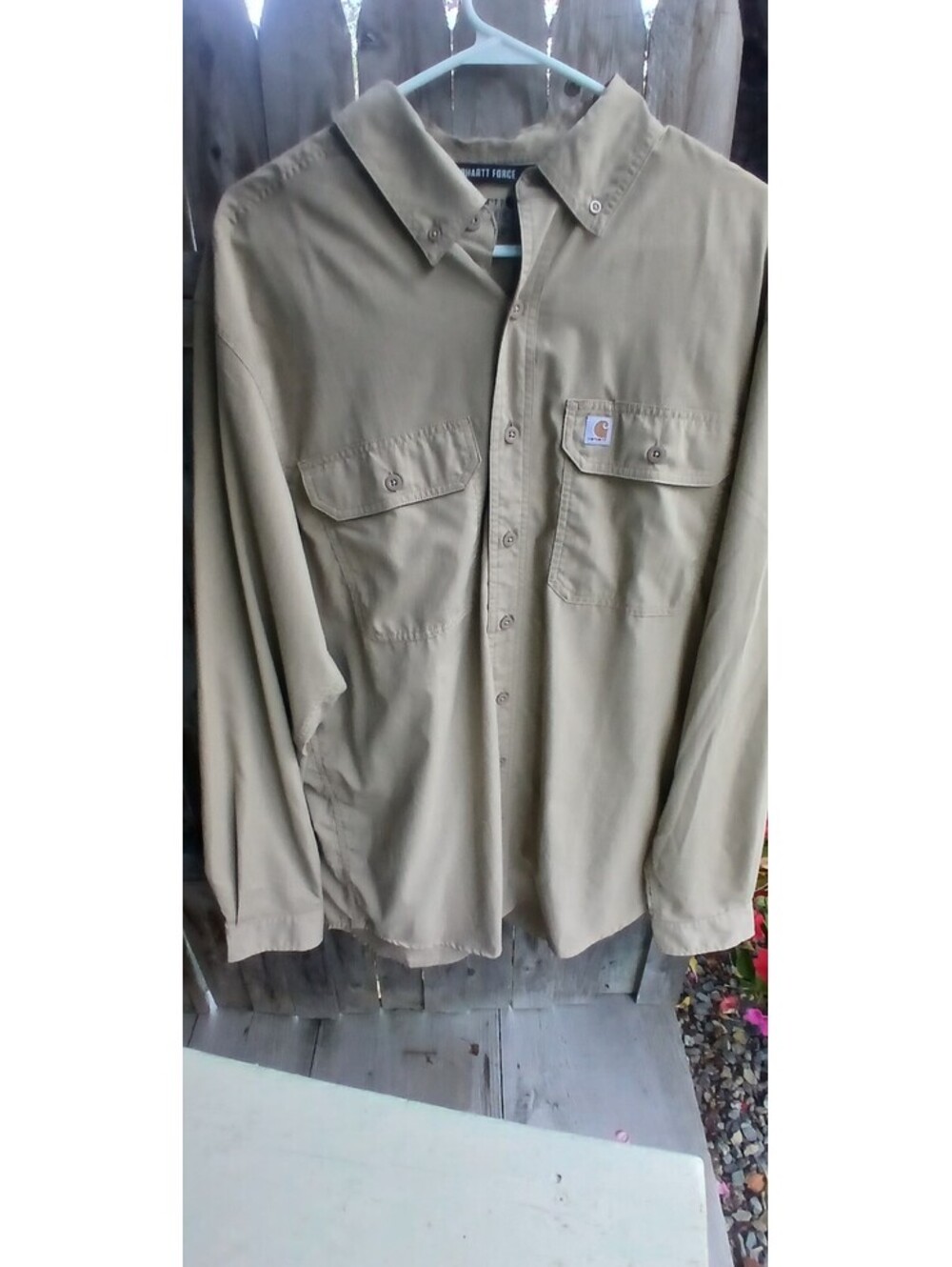 Carhartt Men's Force Relaxed Fit Lightweight Long Sleeve Shirt Tan Sz Long Tall